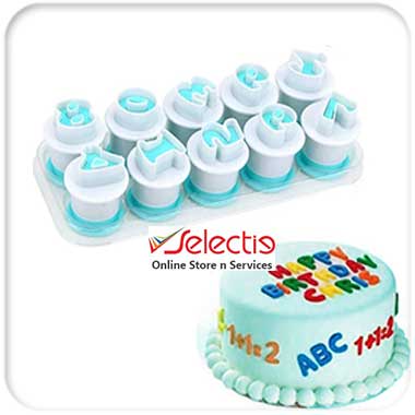 Numbers Alphabets 123 Counting Fondant Cake Plunger Cutter Set