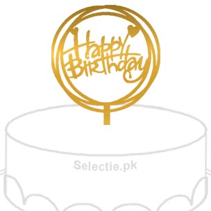 Happy Birthday Round Cake Topper Charm