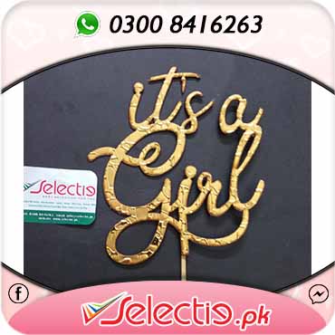 Its A Girl Baby Girl New Born She Oh Baby Shower Cake Topper Charm Label