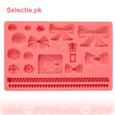Bows Ribbon Dress Zip Buckle Button Silicone Molds