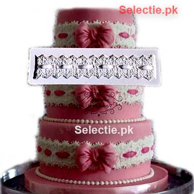 Center Ribbon Lace Tall Heighted Cakes Silicone Molds