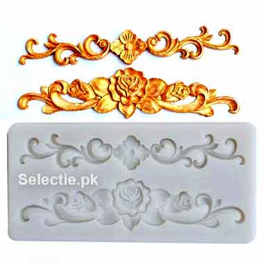 Rose Flower Border Lines Design Fondant Silicone Molds