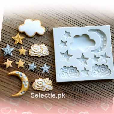 Fancy Moon Stars Cloud Fondant Silicone Molds