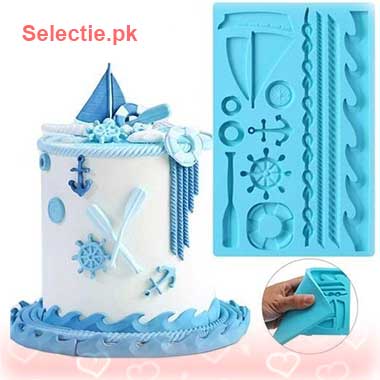 Nautical Sea Boat Wheel Anchor Water Wave Chain Rope Ship Silicone Molds