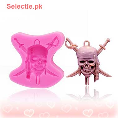 Pirate Skull Swards Keyring Silicone Fondant Molds