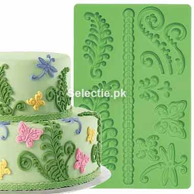 Butterfly Dragon Flower Swirl Cake Border Silicone Molds