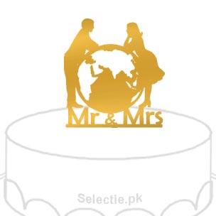 Mr N Mrs World Globe Map Cake Toppers